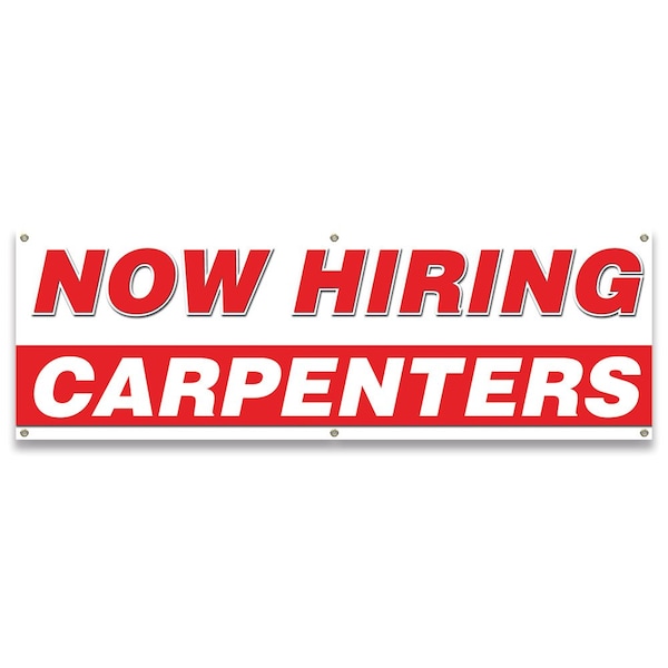 Now Hiring Carpenters Banner Apply Inside Accepting Application Single Sided